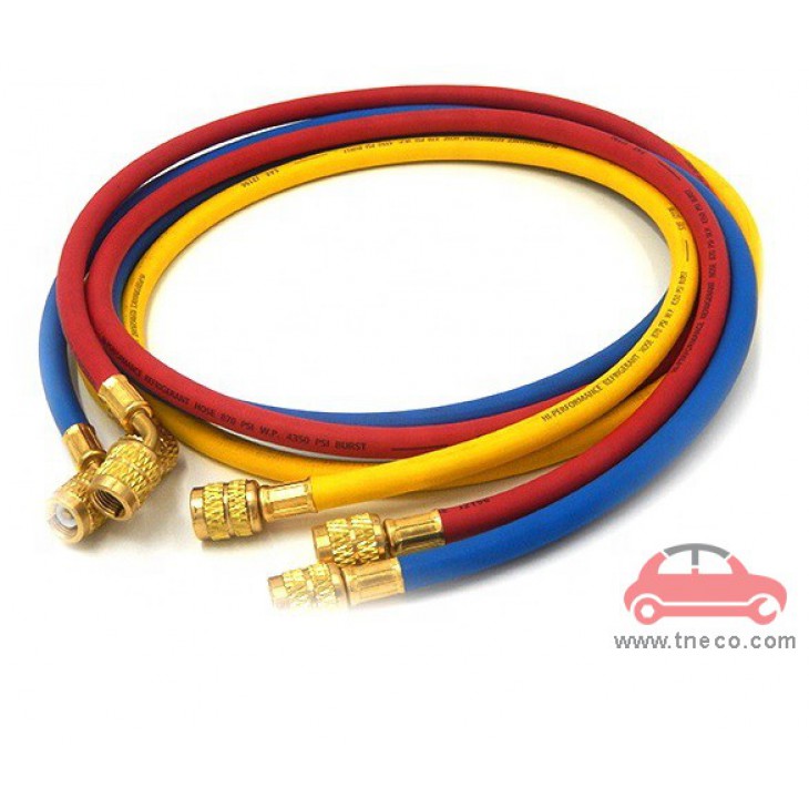 Bộ ống dây sạc ga nạp ga máy lạnh điều hòa ga R134a P&M Đài Loan 360RYB-L (đầu gá 1/2'')